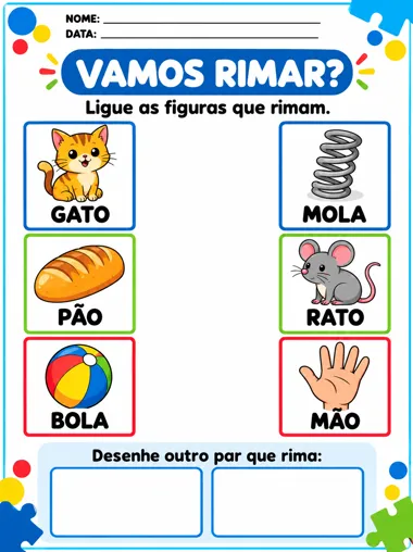 Página do material: folha de rimas