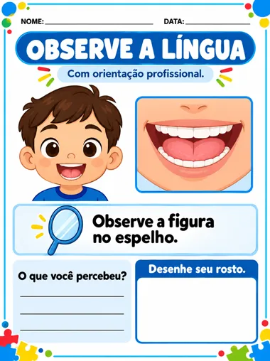 Página do material: exercício de língua com figura