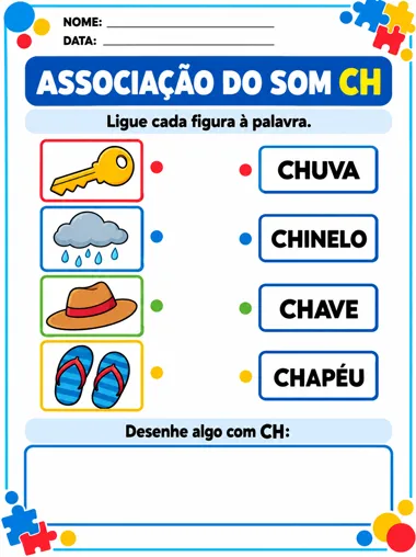 Página do material: livro de associação do som CH